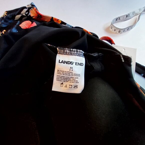 Lands End Floral One-Piece Swimsuit Size X Small Black Multicolor Nylon Spandex - Picture 4 of 8